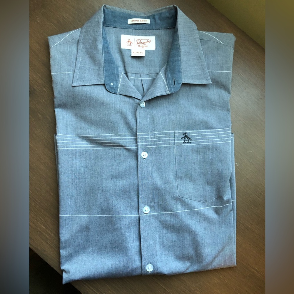 Bluish gray Penguin ss button up size XL